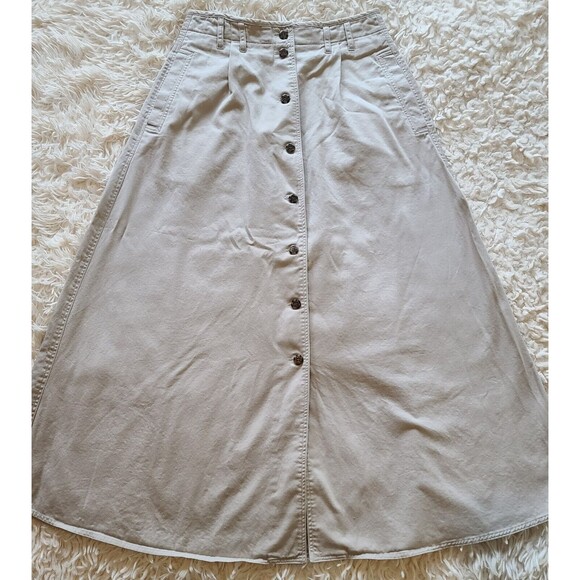 Vintage Khaki Button Front Skirt By Bugle Boy Size 12 - Picture 2 of 7